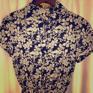 Black and white floral romper